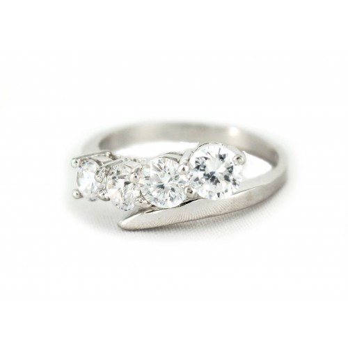Finger Ring - 925 Sterling Silver - Fleur de Lis Charm with Austrian Crystals - RN-PRG9077